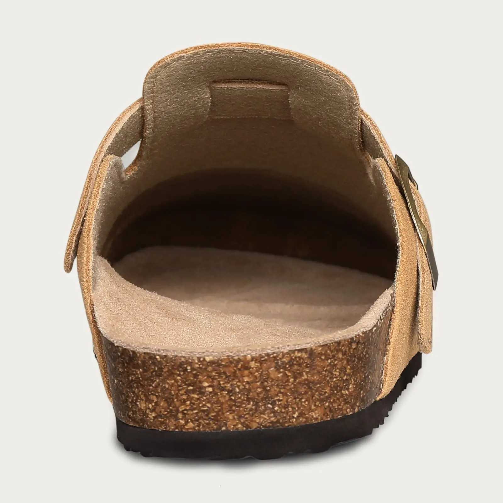 Asgard Wen Cork Sole s Slippers Fion Cow Suede Flat Mes With Adjustable Buckle Men Leather Potato Shoes Beach Sandals Y251105