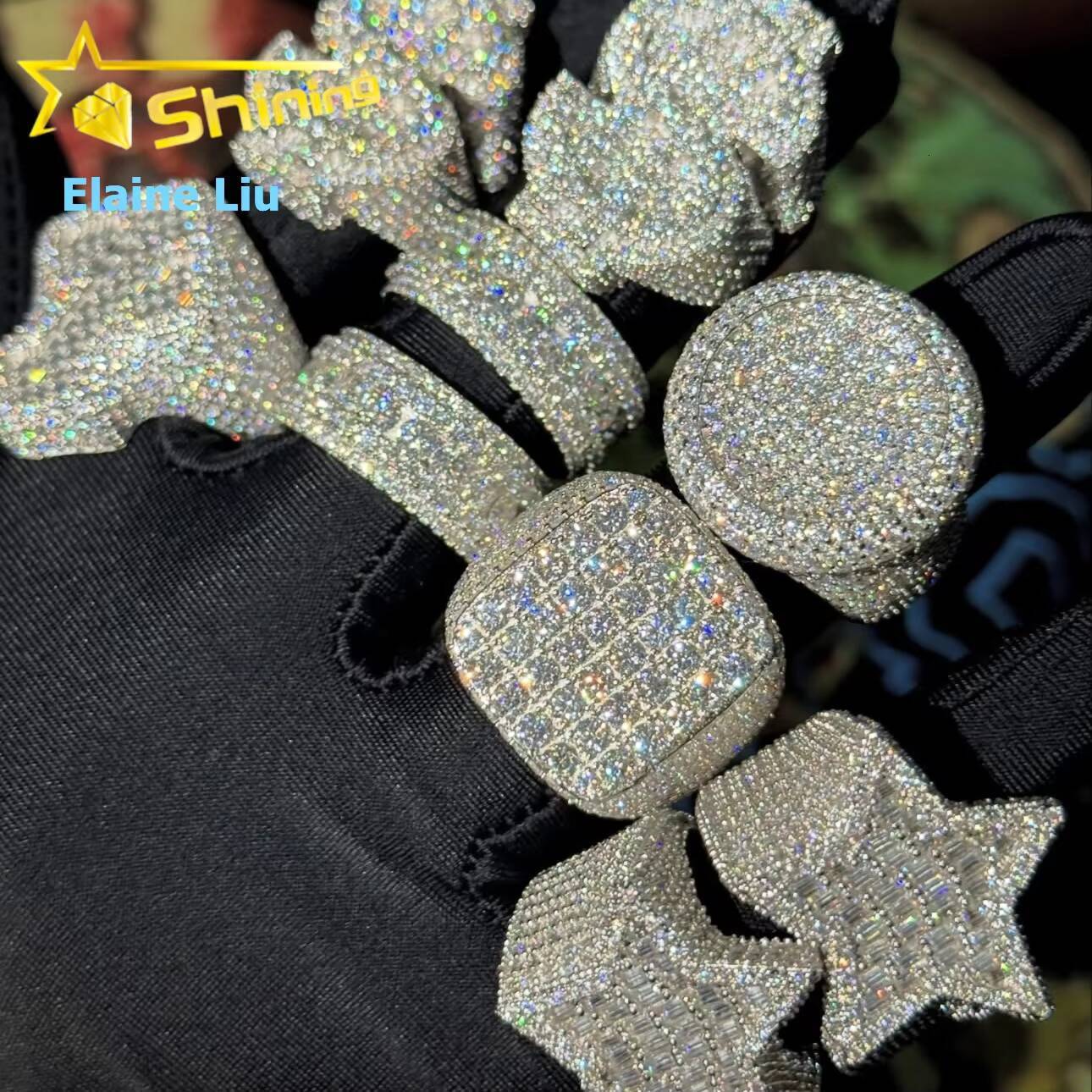 Fine Jewelry 925 Sterling Silver Ice Out Men Rings VVS Moissanite Diamond Hip Hop Ring