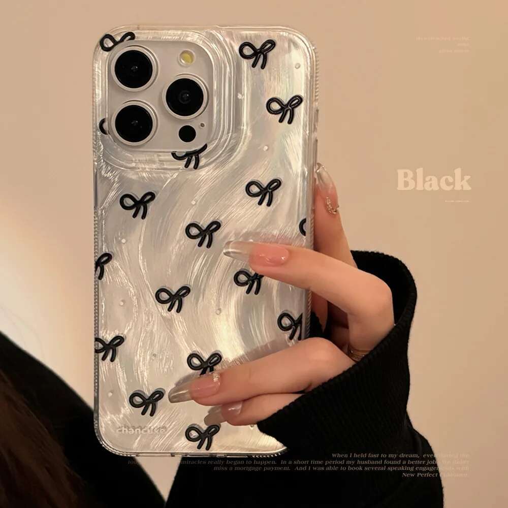 Laser Sier Bow knot Case for iPhone 16 15 14 13 12 11 Pro Plus 16E 7 8 SE2 X XS Max XR Shockproof Bumper Fundas