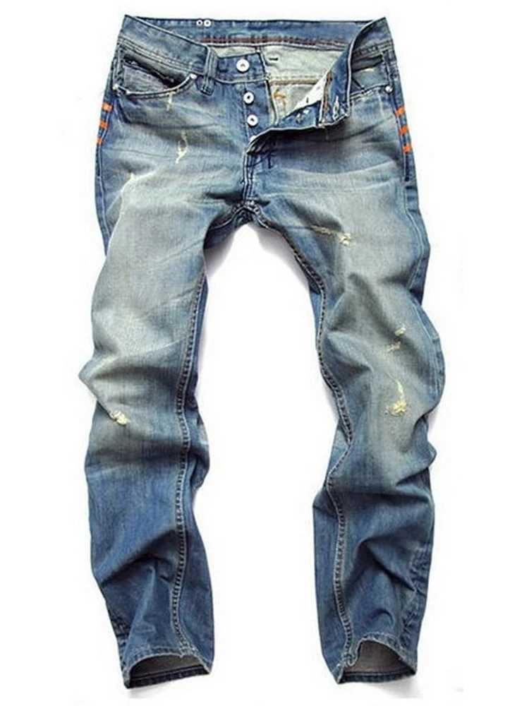 Denim Pencil Pants Men 2025 Streetwear Jeans Stretch Mid Waist Distressed Washed Pockets Vintage Straight Ankle Length TrousersT251105