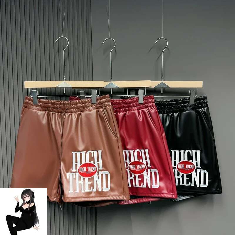 Men's Shorts Reflective Leather Embroidery Letter Label Beach Shorts Men Women Summer Casual Drawstring Loose Board Shortpant Young Style