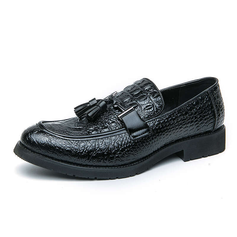 Large size leather shoes, sizes 38-46, 2024 Spring and Autumn new casual footwear with crocodile pattern embossed loafers