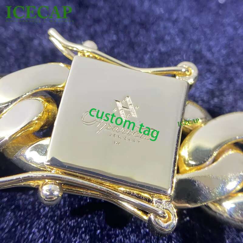 14mm Cuban Link Chain 18k Gold Plated Solid Silver Hiphop Cuban Necklace Custom Miami Plain Cuban Chain