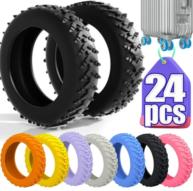 124Pcs Thicken Texture Silicone Wheels Protector For Luggage Reduce Noise Travel Luggage Wheels Cover Luggage Accessories 251031