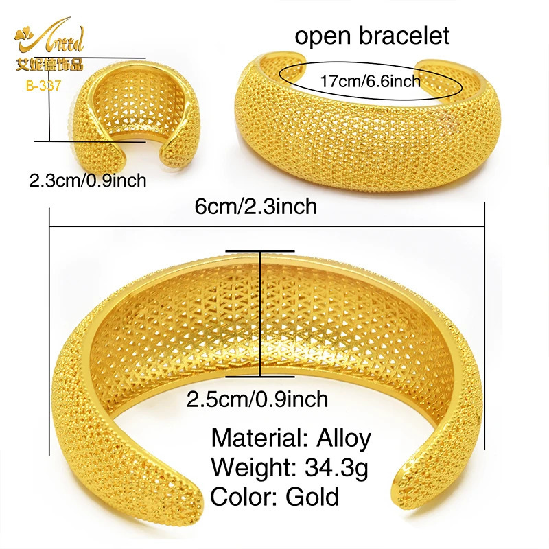 ANIID Dubai Gold Color Woman Bracelet With Ring Wedding African Cuff Ethiopian Jewelry Indian Bangles Gifts 251031