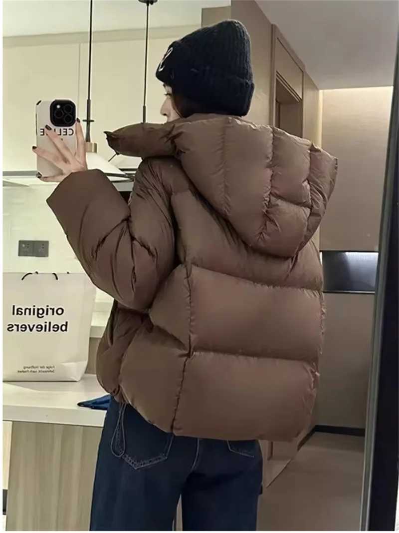 Women Fashion Lightweight Hooded Down Cotton Coat Female Loose Casual Warm Parkas Outerwear 2025 New Autumn Winter JacketT251105