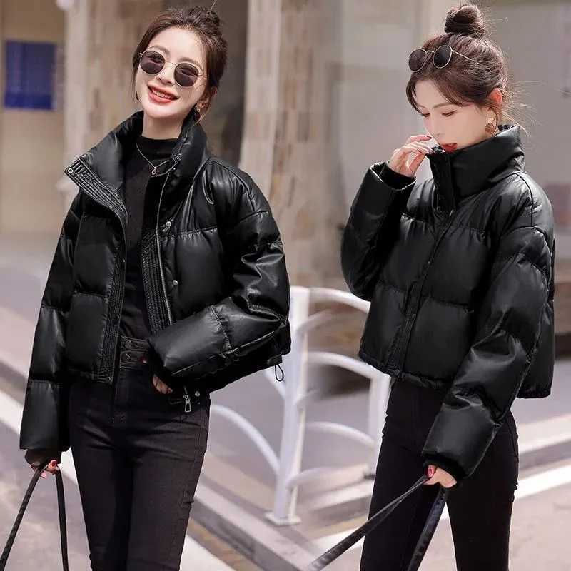 Solid Color Windproof Cropped Puffer Jacket Women Winter Thick Short Coat Warm Coat Fluffy Parka Vintage Tops Womens ClothingT251105