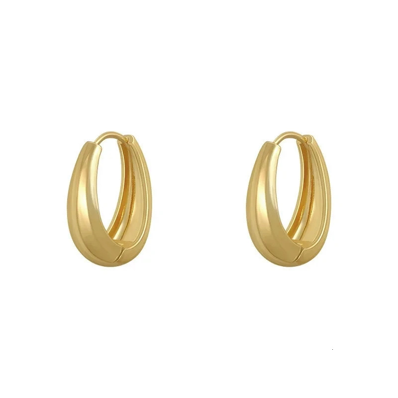 2024 Classic Copper Alloy Smooth Metal Hoop Earrings For Woman Fashion Korean Jewelry Temperament Girls Daily Wear earrings 251131