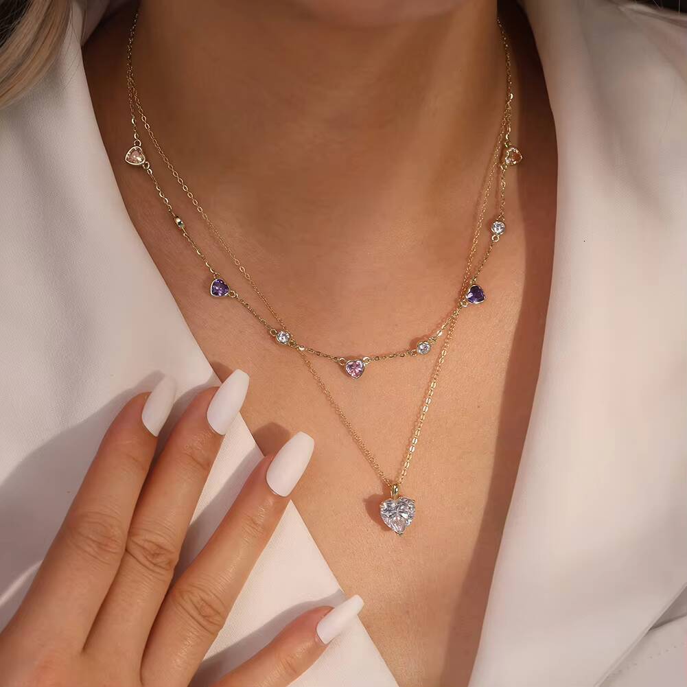 SMON08 RINNTIN Forever Love Heart Pendant Necklaces for Women 1-4 Heartshape Moissanite Sterling Silver Pendant Jewelry