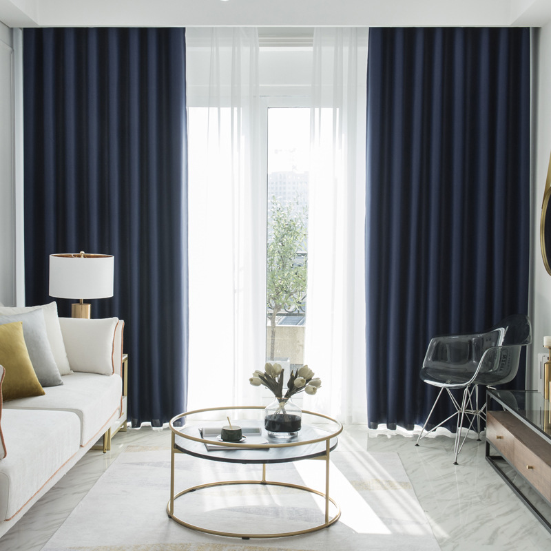 A1 High density fine velvet chenille curtain fabric cream color healing series living room bedroom sun protection high blackout curtain finished produ