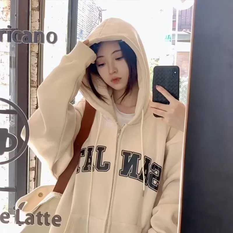 Spring and Autumn Retro Style Drawstring Hoodie Design Casual Loose and Versatile Long Sleeve Letter Printed HoodieT251105