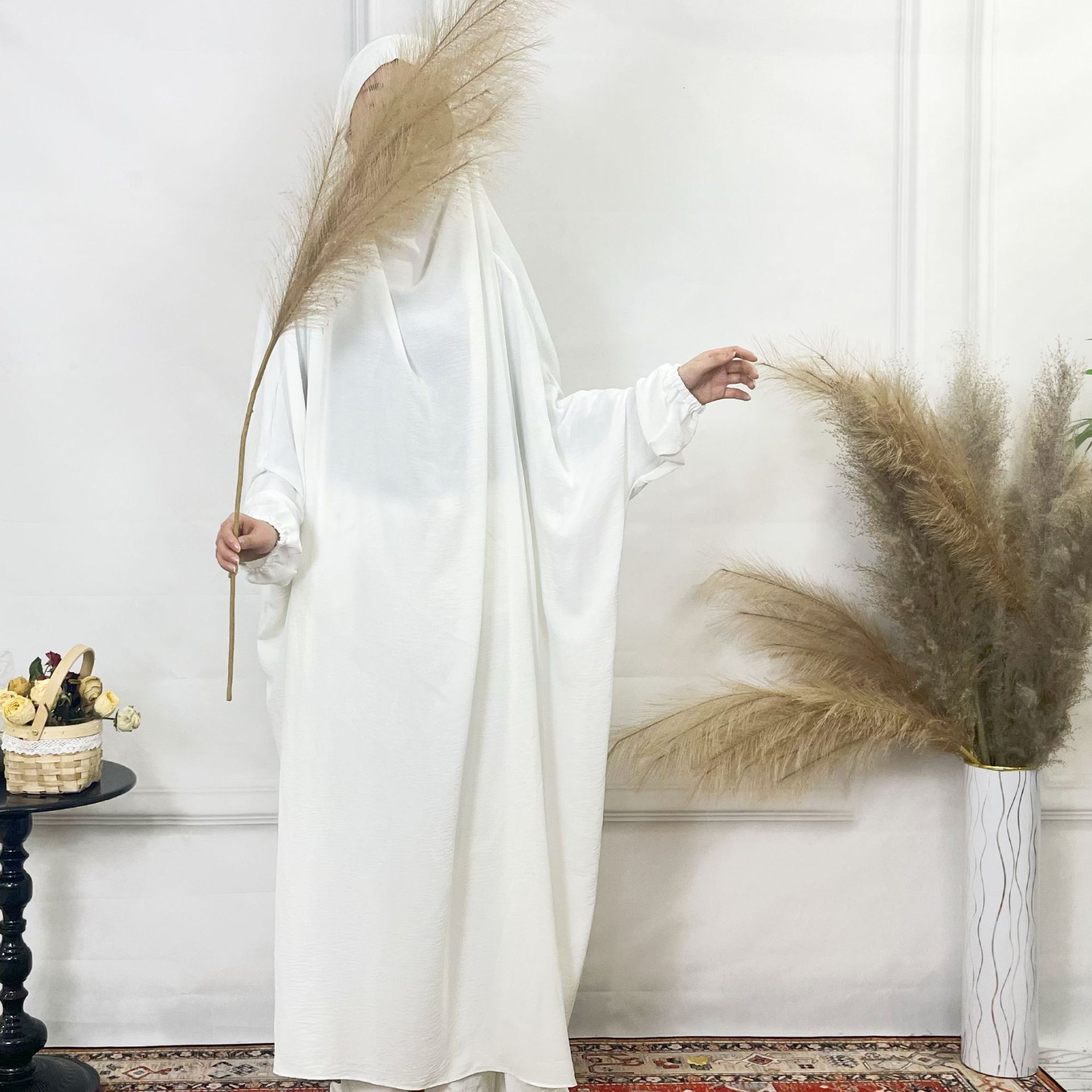 Dubai Malay Solid Color Loose Robe Plus Size Women's Dress Abaya Maxi Dresses Islamic Clothing