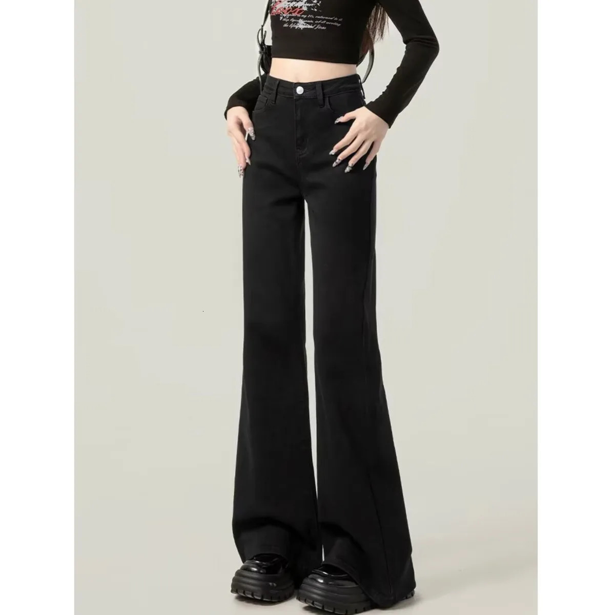 Weila Womens Jeans Latest Low Waist Slim Fit Horseshoe Horn Floor Pants 250403