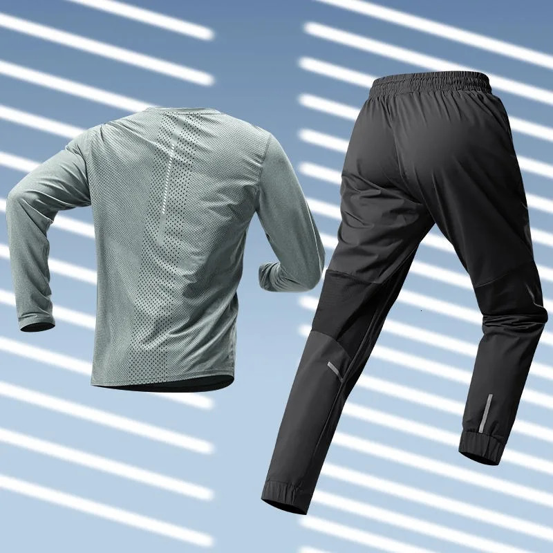High quality set mens quick drying sportswear breathable fitness sweatshirt cool T-shirt pants 250403