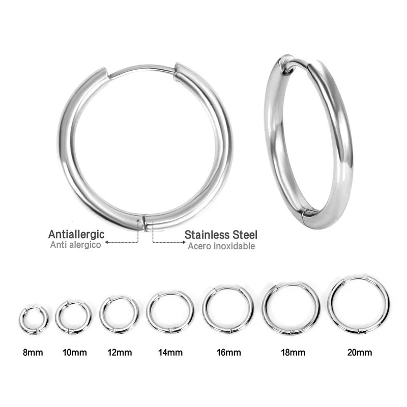 1 Pair Stainless Steel Hoop Earrings Women Men Gold Color Small Earrings Girl Jewelry Pendientes Mujer Aretes Cartilage Piercing 251131