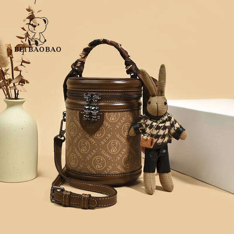 Women's Summer New Fashion Scarf Handheld One Shoulder Bucket Cute Crossbody Bag