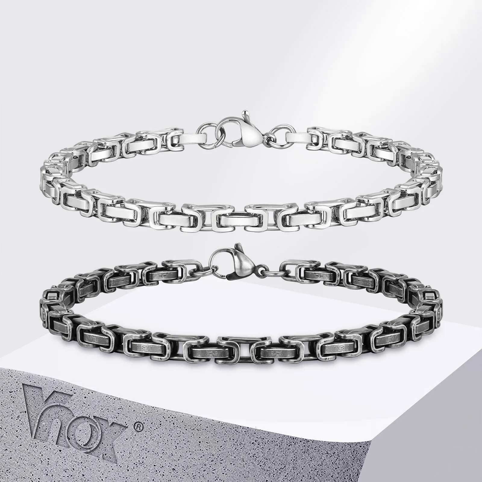 Vnox Mens Byzantine Bracelets Antique Stainless Steel Link Chain Wristband Vintage Retro Simple Male Jewelry Christmas GiftXJ251105