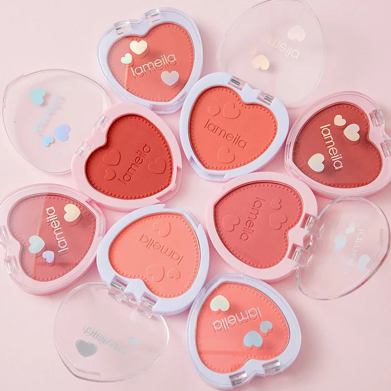 Lovely heartshaped powder blusher monochrome makeup palette mineral red natural face cream pink cosmetics 250325