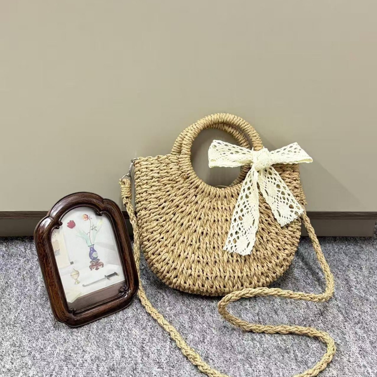 Foreign Trade Dropshipping Handbag Handmade Woven Crossbody Phone Handheld Straw Bag