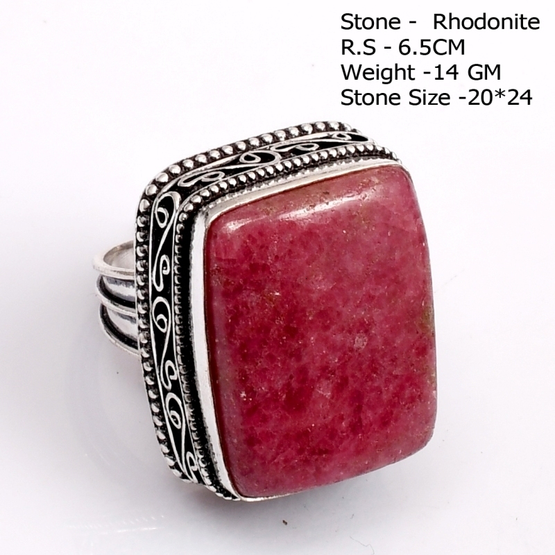 Genuine Rhodonite Ring Women Jewelry gift y251104