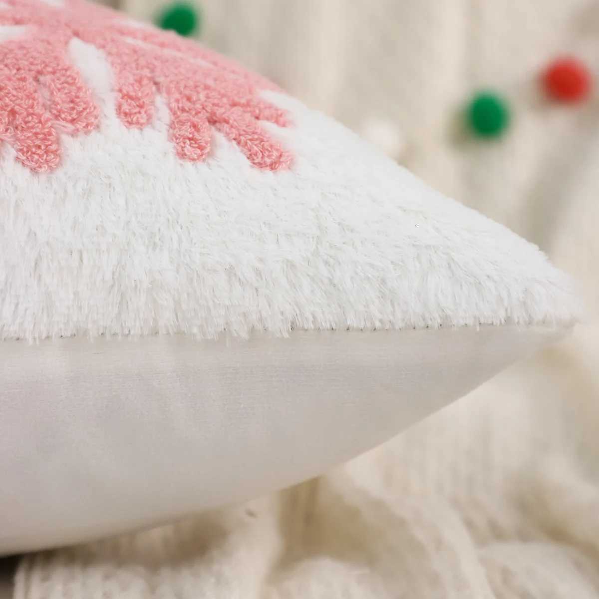 1 PC Christmas Throw Pillow Cover Plush Embroidery Snowflake Christmas Decoration Living Room Y251105