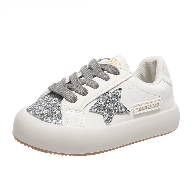 Childrens Sports Shoes 2025 Spring and Autumn New Girls Casual Five-Pointed Star Sneakers Lightweight Versatile White Shoes W251105