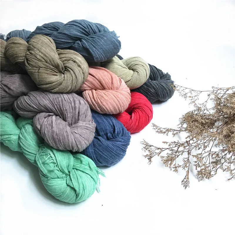 Japanese Style Unisex Cotton Linen Scarf Tie-dyed Autumn Winter Men Scarves Wraps Korean Fashion Mens Bufandas Male Accessories 250403