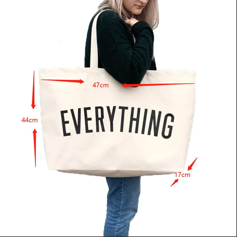 Large Capacity Canvas Tote Bag Extra Letters Fashion Beach Bags Reusable Travel Shopping Handbag Grocery Bolsos Mujer 251028