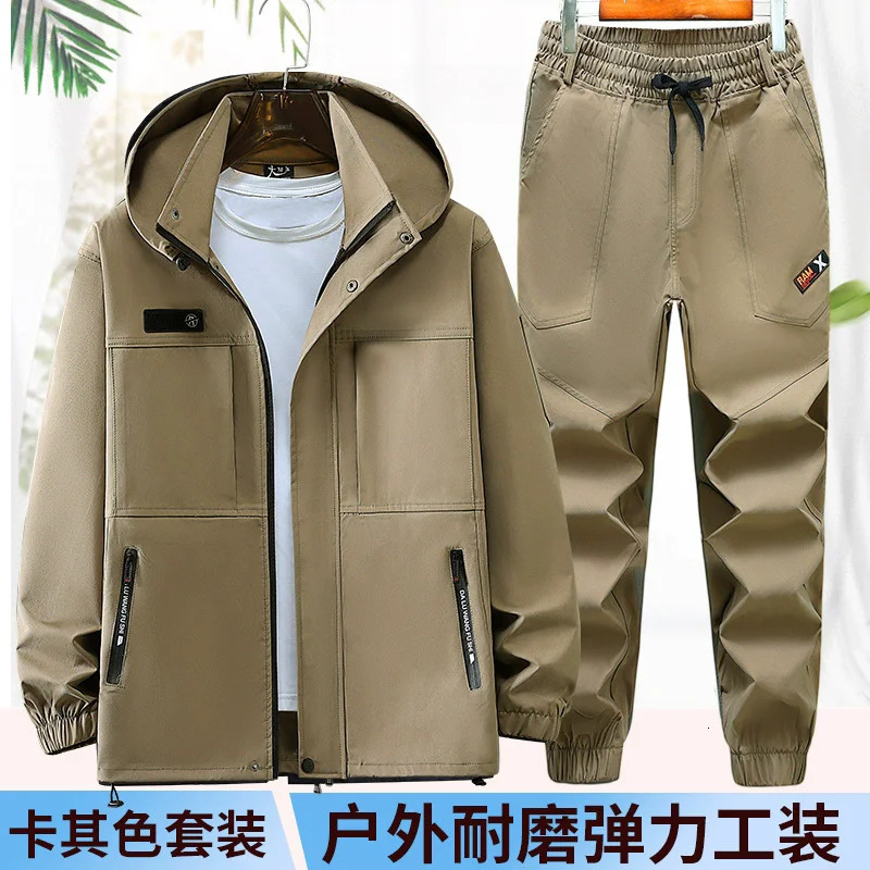 Spring and Autumn Pants Set Windproof Outdoor Clothing Leisure Sports Maintenance 2piece 251023