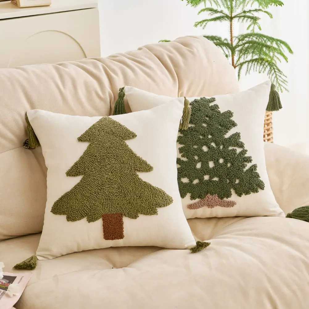 1PC Christmas Cushion Cover Tufting Pillow Cover for Living Room Sofa Tassel Pillowcase Holiday Decor 45x45/30x50cm Y251105