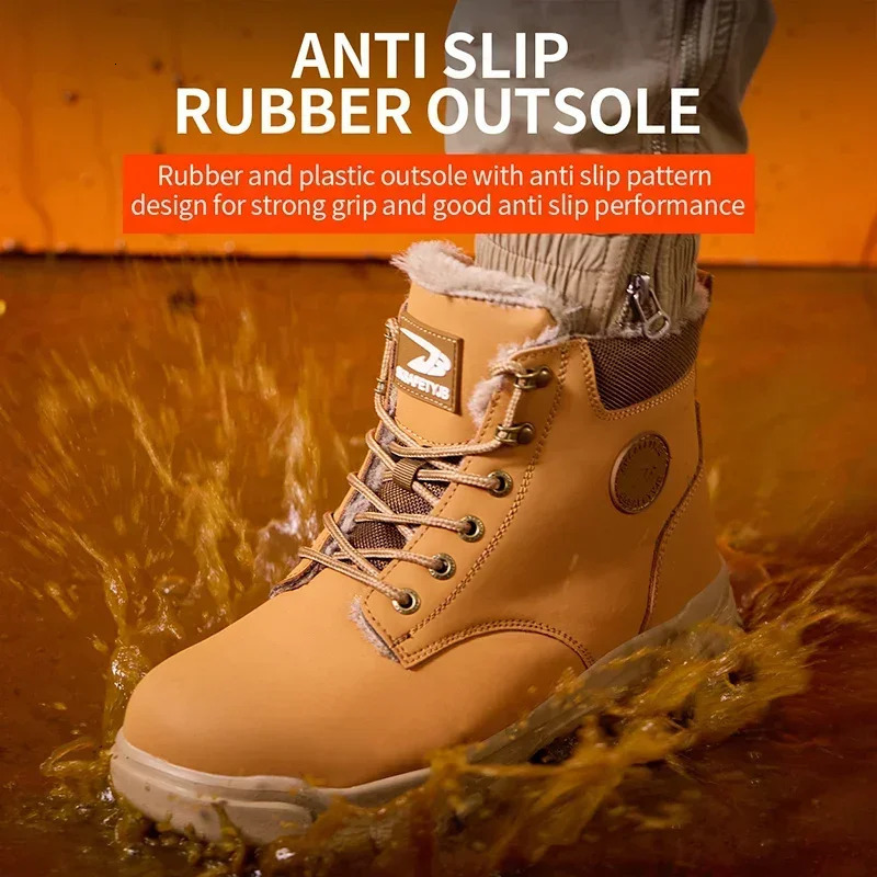 Latest Fashion Winter Warm Mens Work Safety Boots Waterproof Rugged Steel Toe Shoes Safety Coldproof 251104