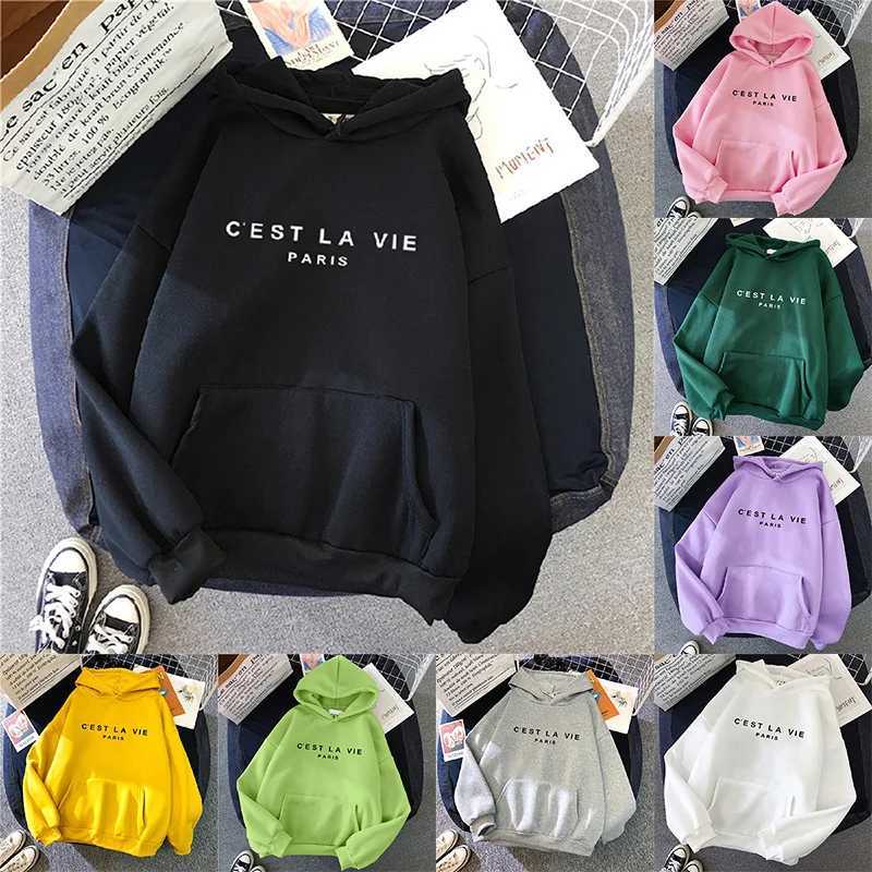 Womens Hooded Sweater 2025 Letter Print Long-Sleeved Loose Causal Top Autumn Winter Lazy Style Comfortable Warm Hoodie ClothingT251105