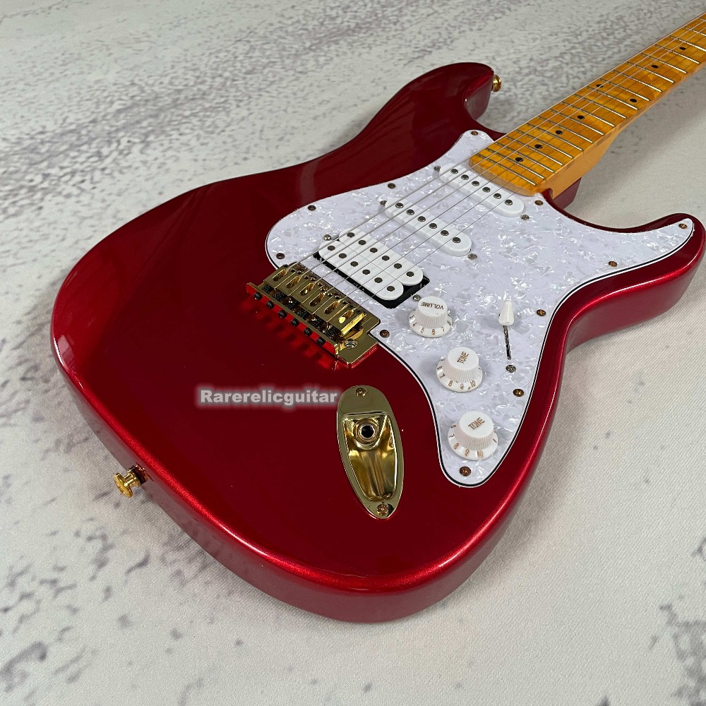 New Red White Pickguard 6 Strings natural Wood Electric Guitar