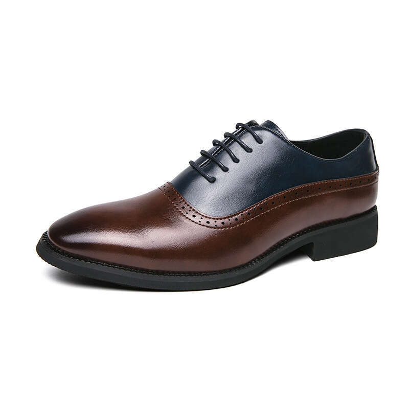 Large Block 38-46 British and Korean Carved Business Dress Lace up Leather Shoes Men's