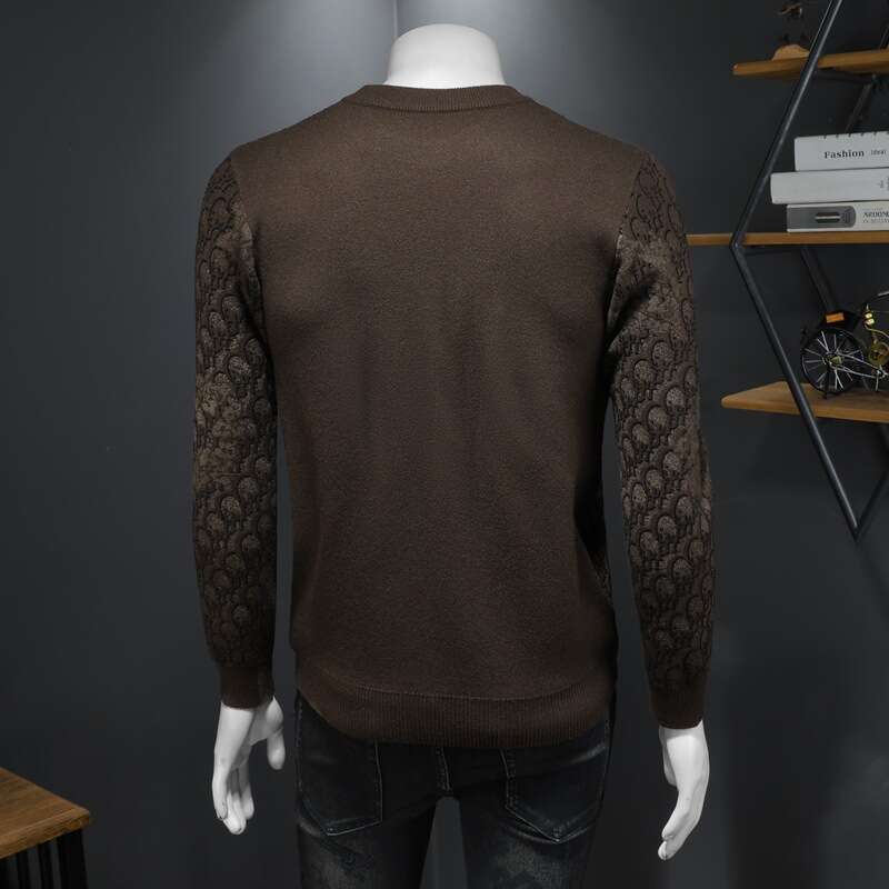 2025 New Winter Round Neck Slim Fit Youth Plus Size Knitted Fashion Men's Pullover Sweater