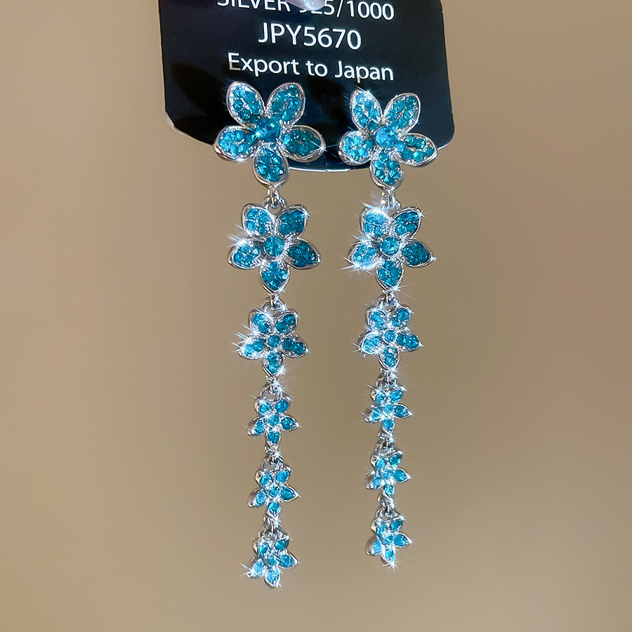 Silver Needle Zircon Flower Long Tassel Sweet Niche Elegant Light Luxury High-end Earrings for Women - view 5