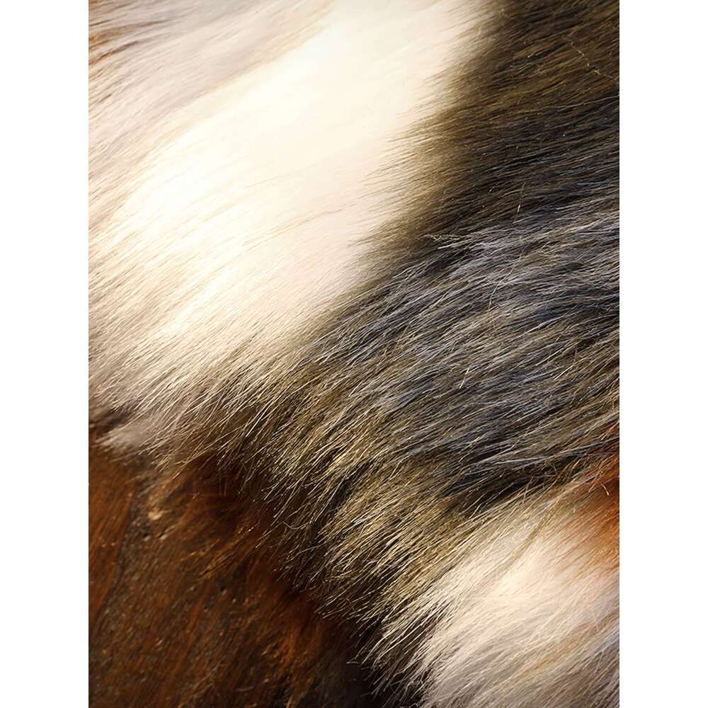 Men's Plush Faux Fur Hooded - Stylish Brown & White Color Block, Zip-Up, Long Sleeve, Warm Fall/Winter Outerwear, Casual Polyeer Jacket For Coupl