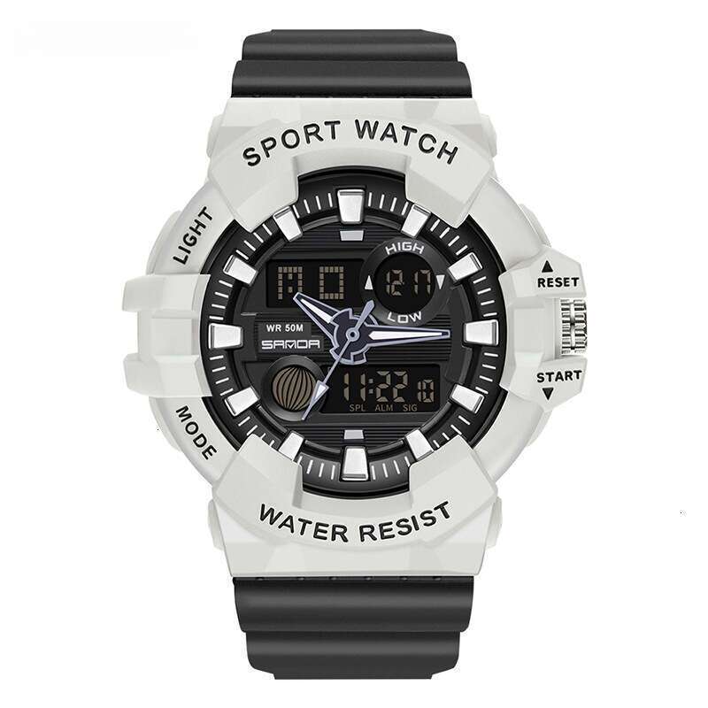 DHwatches Sanda Trendy Sports Electronic Fashion Dual Display Large Dial Luminous Waterproof Unisex Versatile Watch