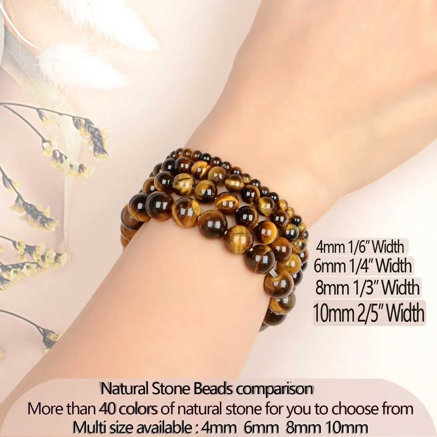 Rich and Fortune Tiger Eye Bracele Handmade Natural Gemstone Elastic Crystal Stone Beads Jewelry Gifts for Women Men C251105