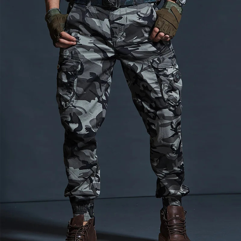 High Quality Khaki Casual Pants Men Tactical Joggers Camouflage Cargo Pants Multi-Pocket Fashions Black Army Trousers Work Wear250403