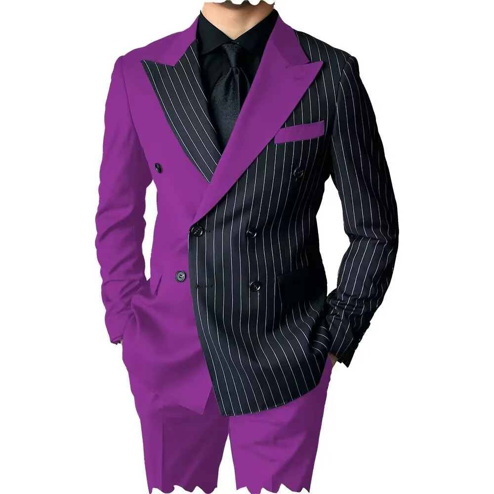 Style Slim Fit Men Suits 2 Piece Groom Tuxedos Lapel Double Breasted Blazer Pants Sets Prom Business Costume Homme 251023