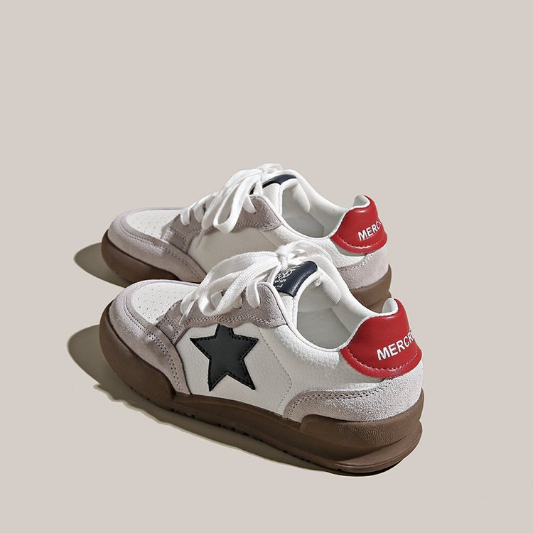 Niche retro contrasting star board shoes women's 2025 new fashion and versatile platform casual sports training shoes