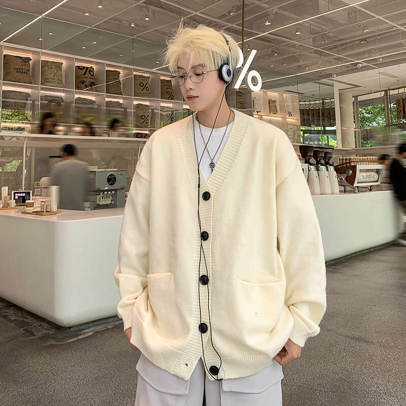 Fashion Autumn Winter Knitted Cardigan Jacket For Men, Lazy Style, High-End Feel, Korean Style V-Neck Sweater, Trendy Knitwear B5