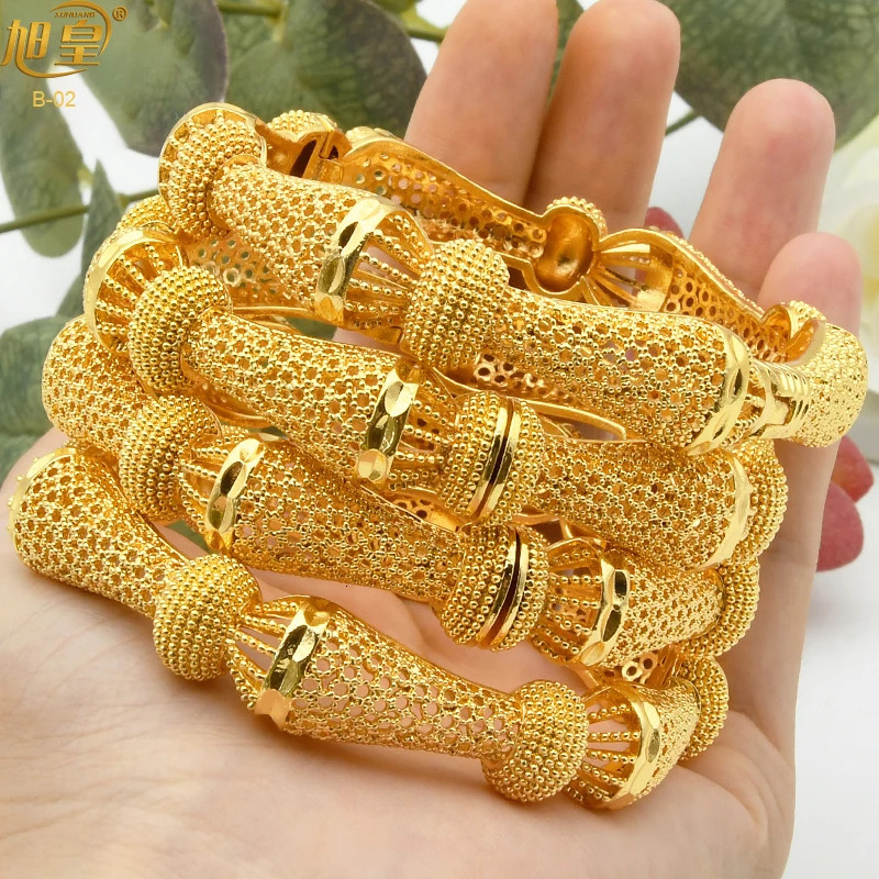 XUHUANG African Gold Color Bangles For Women Indian Middle Eastern Nigerian Wedding Plated Jewellery Brazilian Bangles 251031