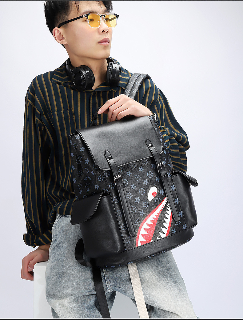 2025 Trendy Fashion Vintage Pattern Backpack College Style Unisex Backpack Large Capacity Laptop Bag Stain-Resistant Contrast Color School Bag