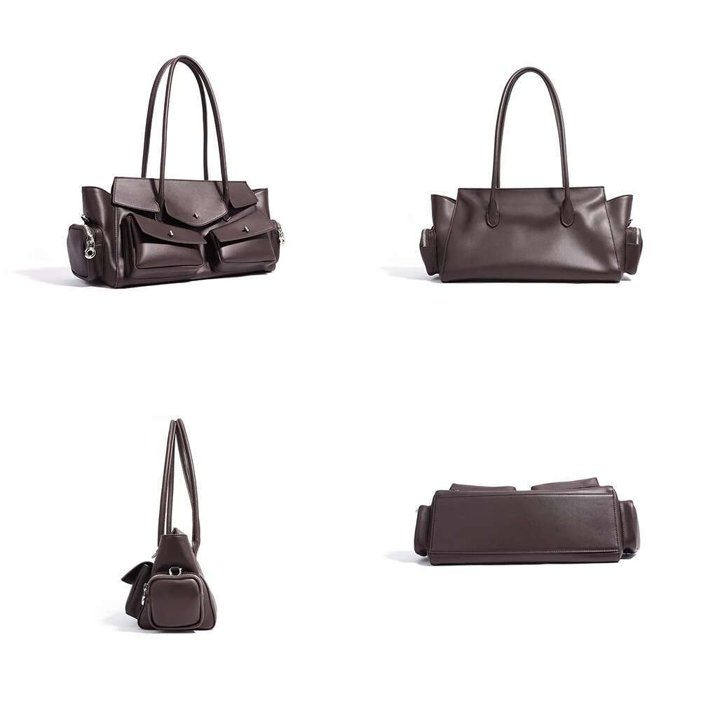 Free Lettering 2025 New Retro Large Capacity Single-Shoulder Handbag Multi-Pocket Women's Underarms Motorcycle Bag