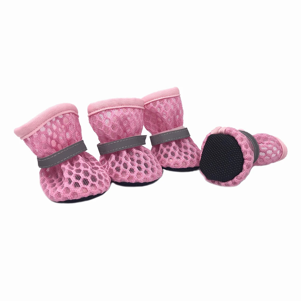 4pcs/set Dog Shoes Summer Pet Shoes For Small Dogs Cats Outdoor Walking Soft Sole Puppy Sandals Reflective Breathable Yorkshire 250402