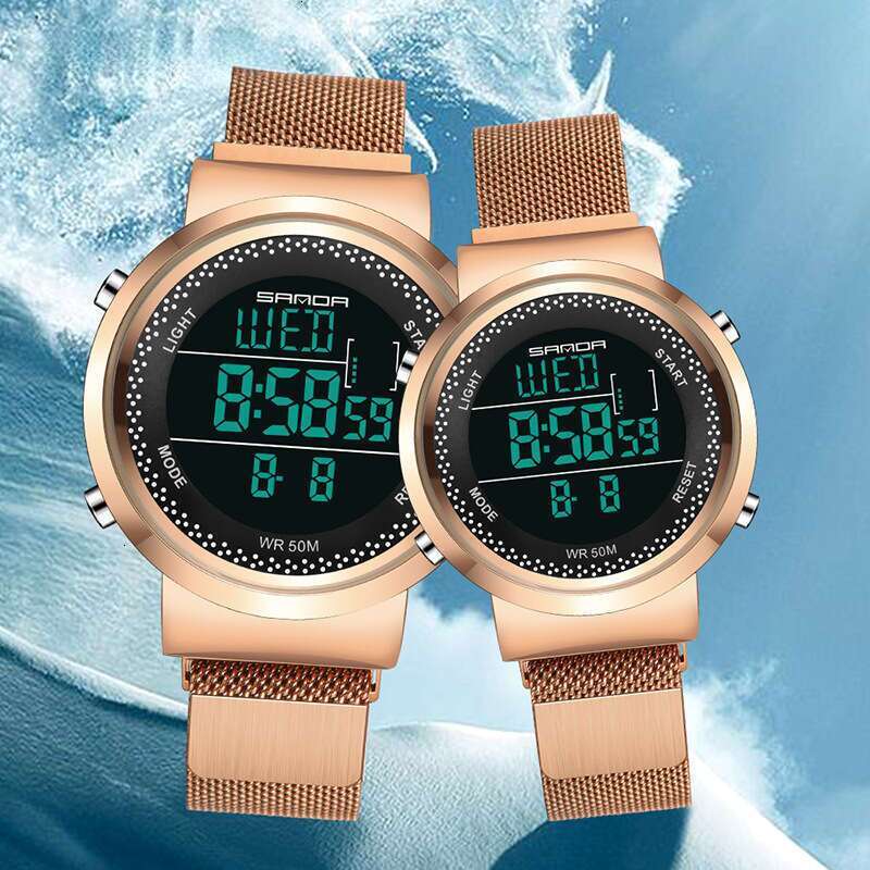 DHwatches Sanda New Mesh Strap Men's Electronic Korean Version Simple Trendy Casual Waterproof Women's Watch