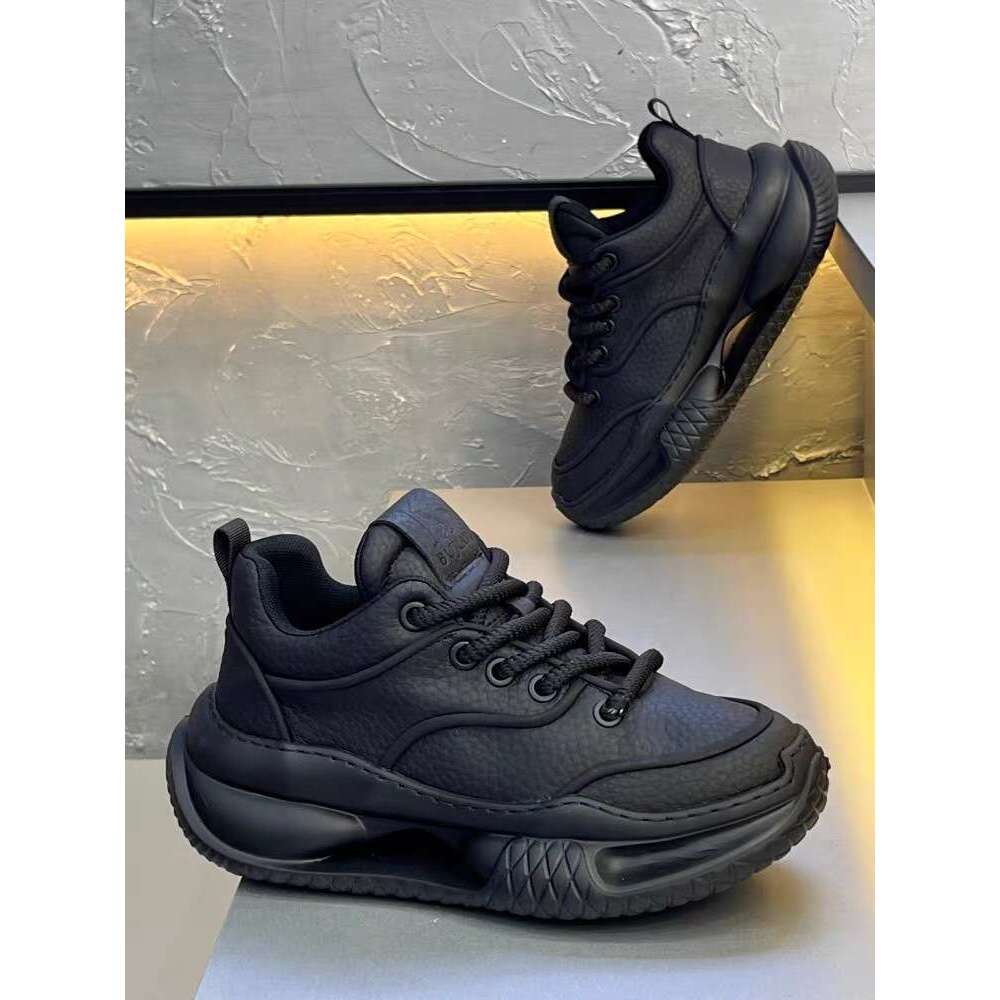 European Men's 2025 Autumn Winter New Fashion Comfortable Thick Sole Height Increasing Dad Leather Breathable Casual Shoes