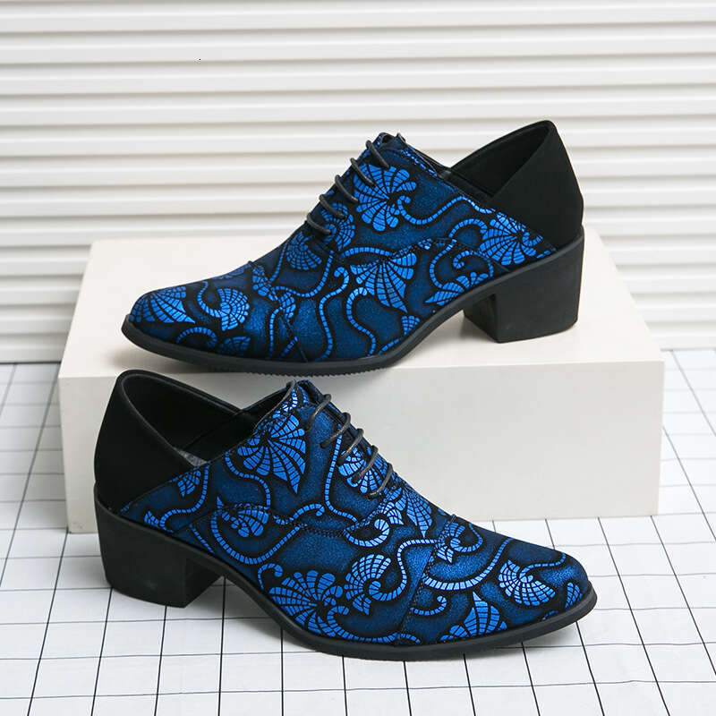 Men's in plus size, new casual fashionable high-heeled leather men's height increasing business dress shoes, wedding shoes
